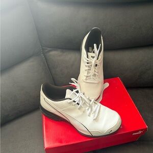 Puma White and Black Low-Profile Athletic Shoes